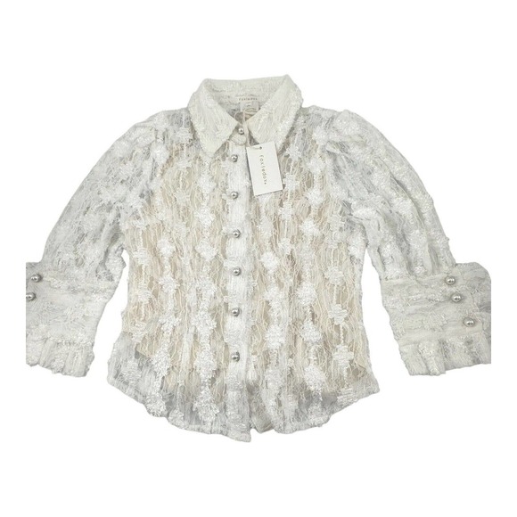 Foxiedox Long Sleeved Graceful Lace Pearl Buttons Victorian Blouse Size XS - Picture 2 of 11